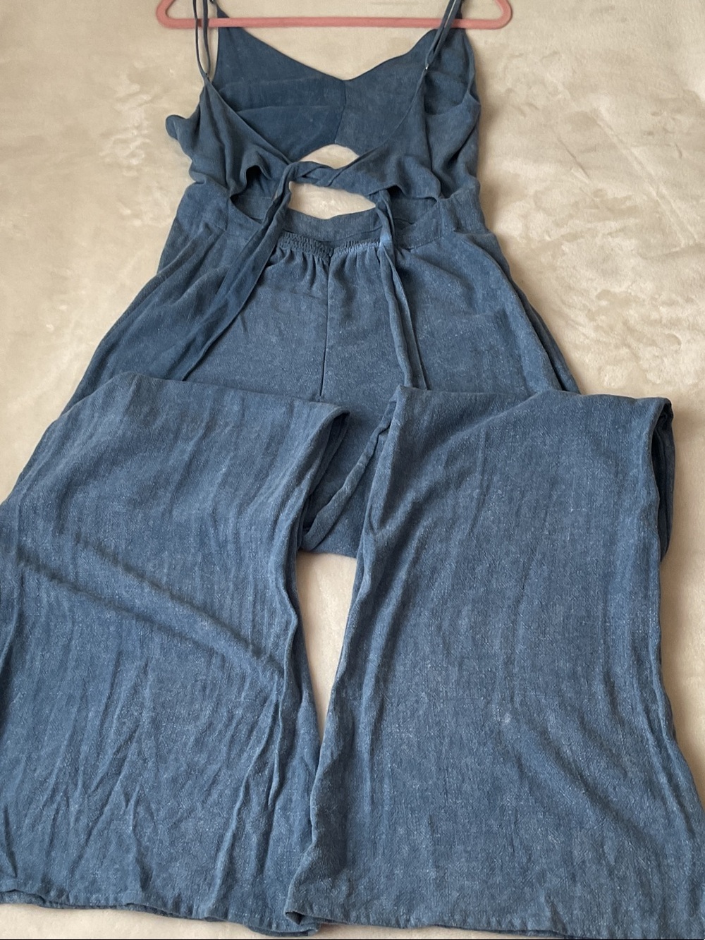 Indah Denim-Blue Wide Leg Jumpsuit with Front Keyhole - Picture 7 of 8